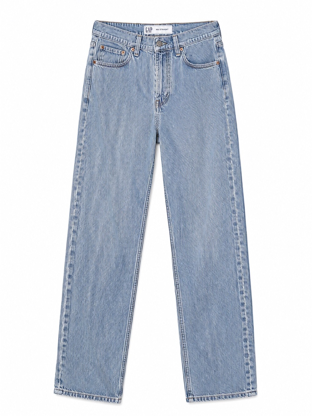 GAP 90s Straight Jeans 26 Blue Pinstripe High Rise Vintage Mom Jeans